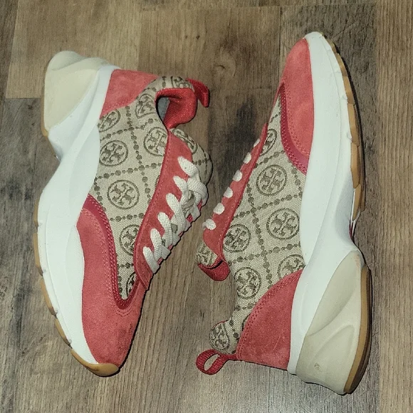 Tory Burch Red and Beige Patterned Sneakers - Picture 8 of 10